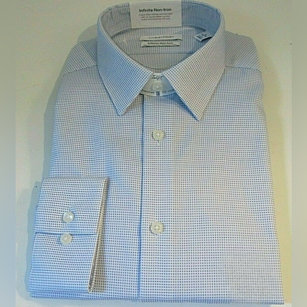 Calvin Klein Men’s Light Blue Checked Dress Shirt